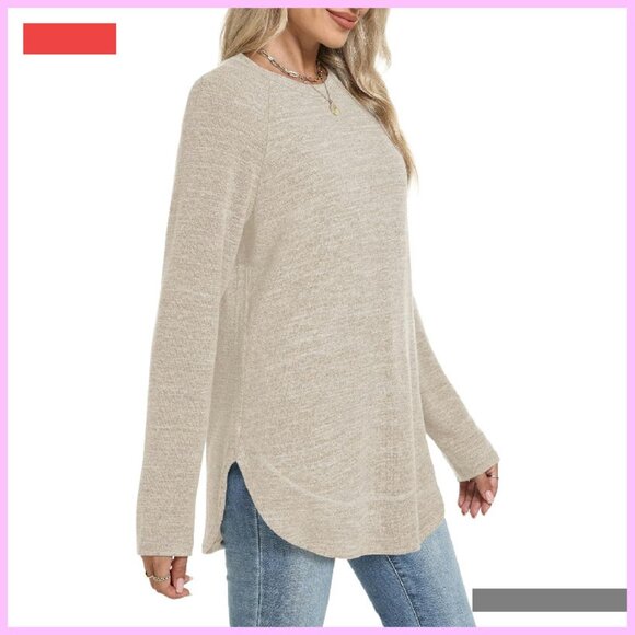 Long Sleeve Tunic Top Loose Fit Crew Neck Pullover Sweater Women's Size - Picture 3 of 4